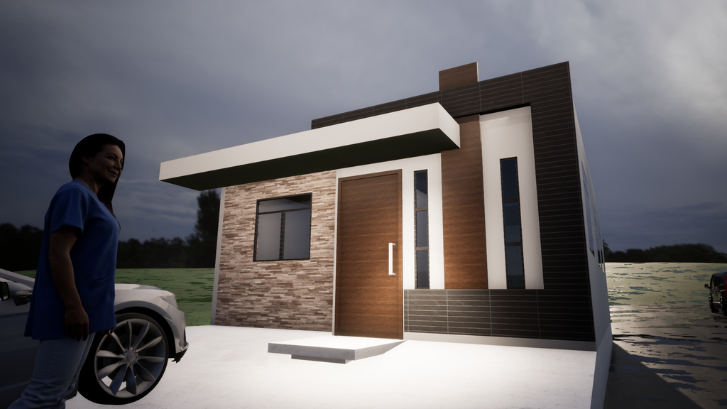 Proyecto Arquitectónico Casa de un solo nivel 6 m. x 8 m.