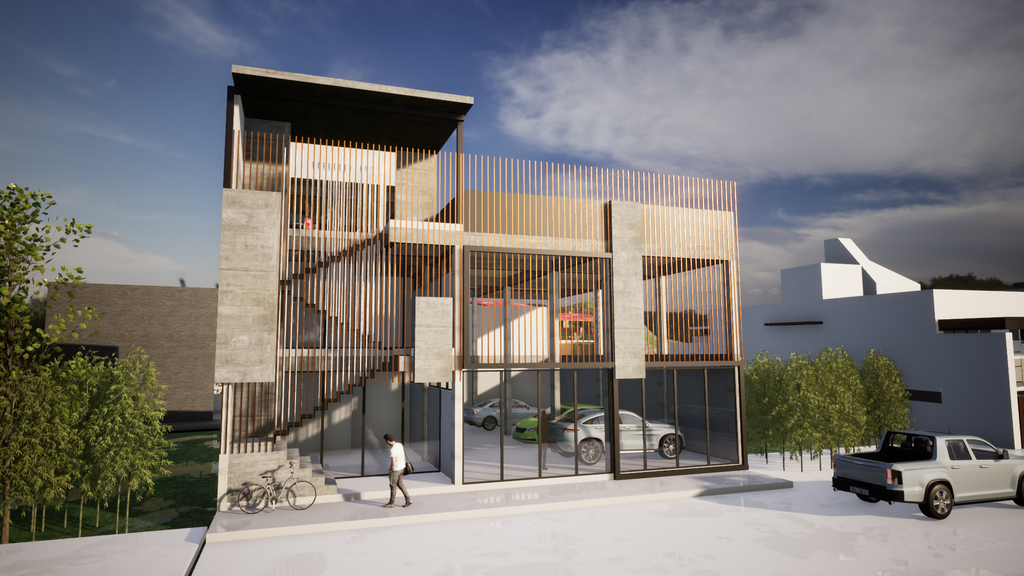 Proyecto Arquitectónico Comercial en 3 Niveles, 15 m. x 15 m.