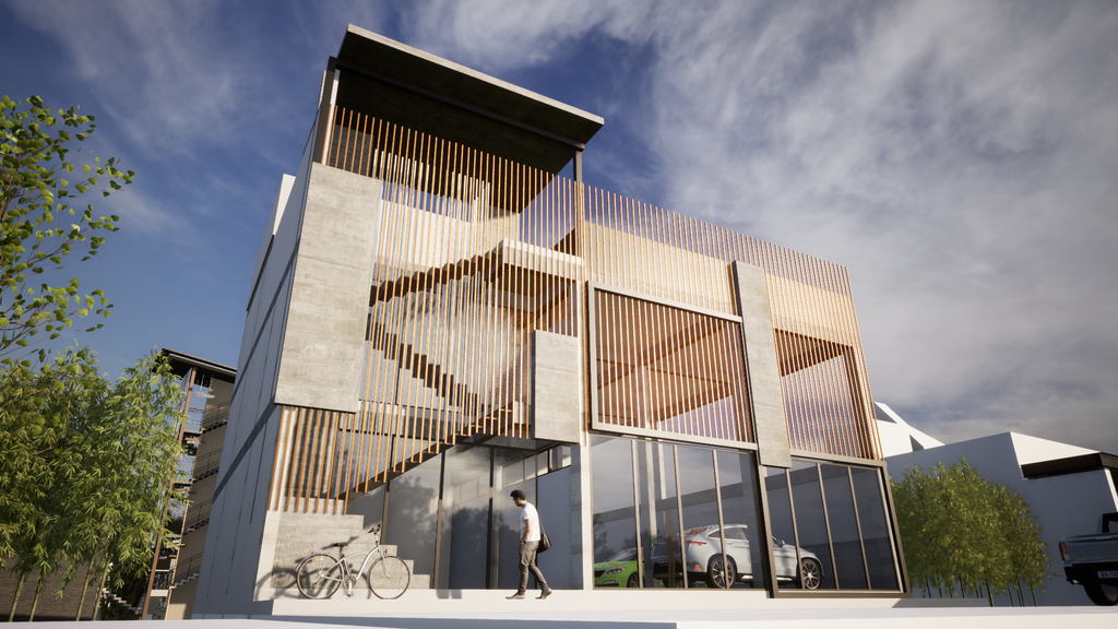 Proyecto Arquitectónico Comercial en 3 Niveles, 15 m. x 15 m.
