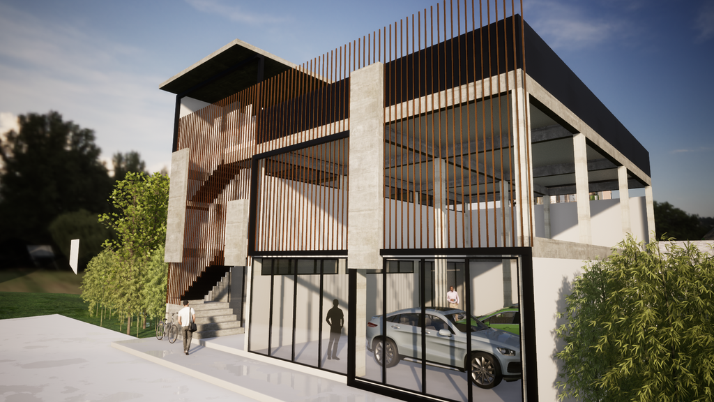Proyecto Arquitectónico Comercial en 3 Niveles, 15 m. x 15 m.