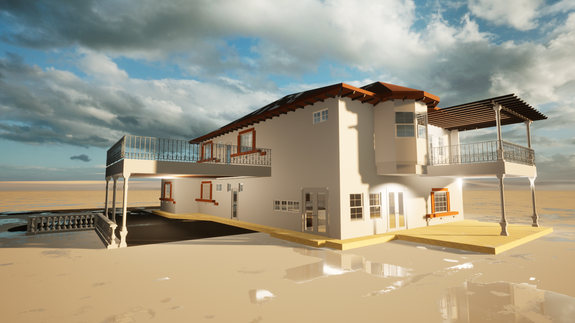 Proyecto Arquitectónico Casa Estilo Colonial, dos niveles y dos chimeneas 18 m. x 11 m.