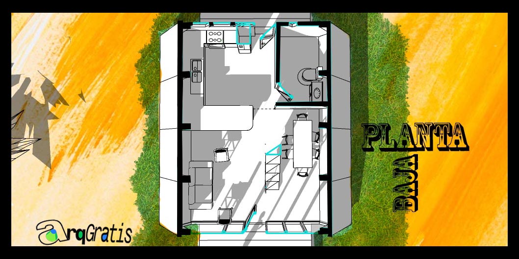 Proyecto Arquitectónico Casa Alpina "A" 8,6 m. x 5,35 m. (REGALO!!!!)