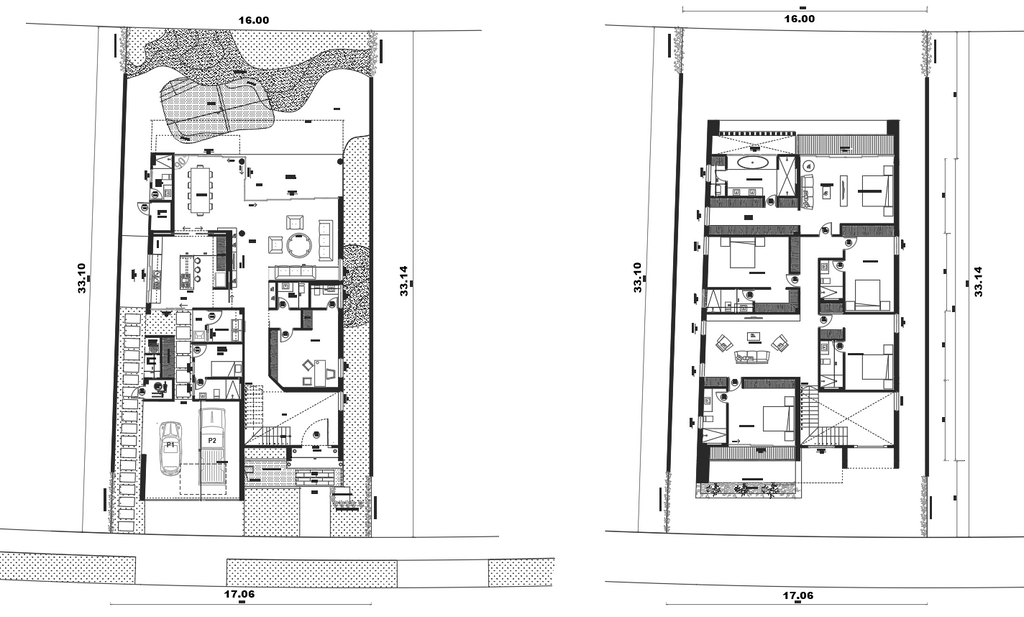 Proyecto Arquitectónico Casa de 2 Niveles, 17 m. x 33 m.