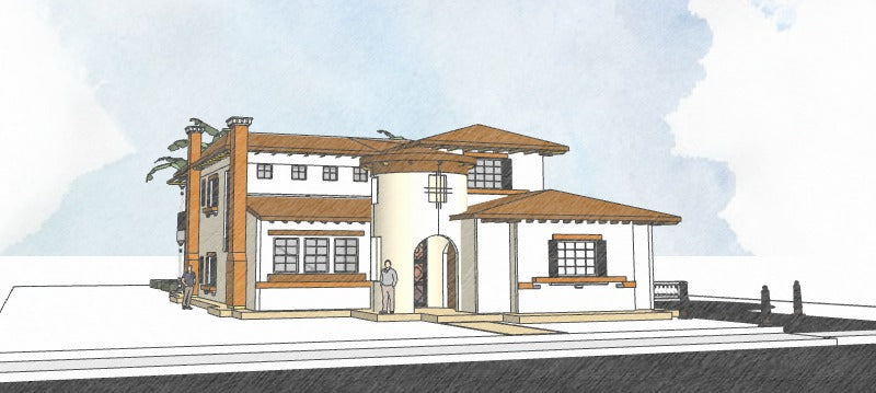 Proyecto Arquitectónico Casa Estilo Colonial, dos niveles y dos chimeneas 18 m. x 11 m.