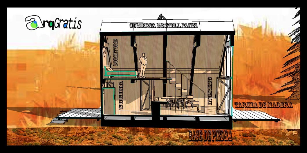 Proyecto Arquitectónico Casa Alpina "A" 8,6 m. x 5,35 m. (REGALO!!!!)