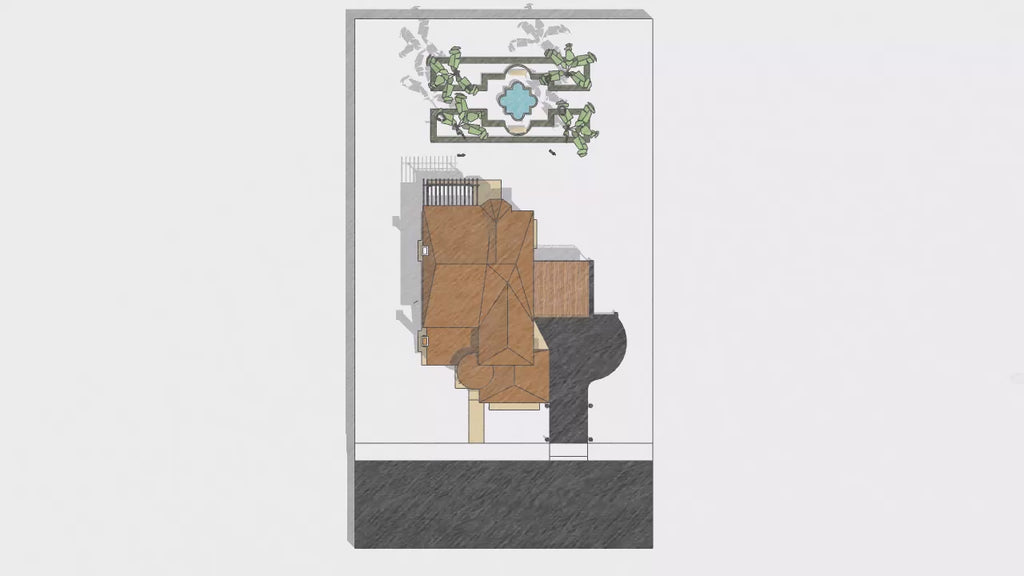 Proyecto Arquitectónico Casa Estilo Colonial, dos niveles y dos chimeneas 18 m. x 11 m.
