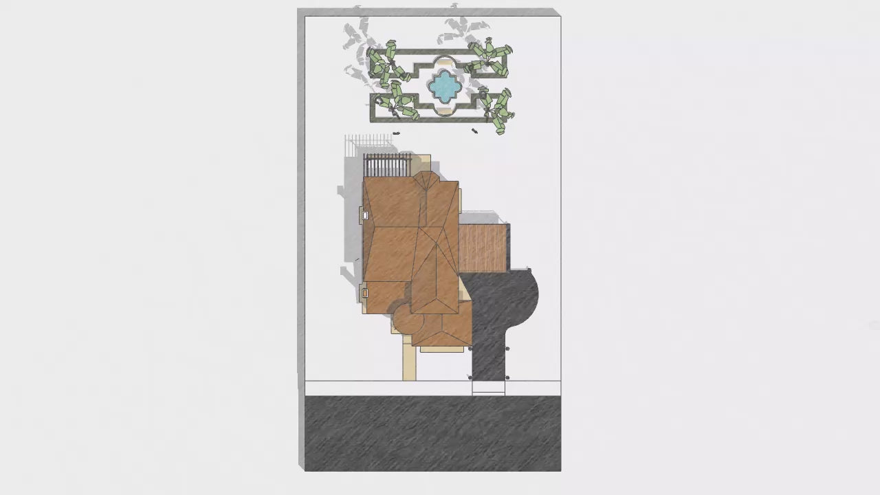 Proyecto Arquitectónico Casa Estilo Colonial, dos niveles y dos chimeneas 18 m. x 11 m.